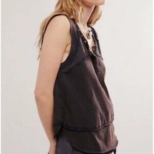 Free People We The Free Good Luck Studded Detail Tank, Black, Size Medium